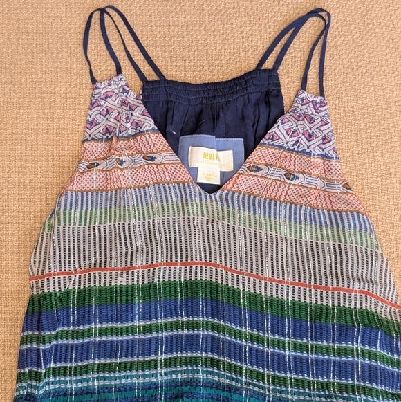 Anthropologie Maeve Betsy Shimmer Swing Tank Top Multicolor Metallic Details - Picture 3 of 9